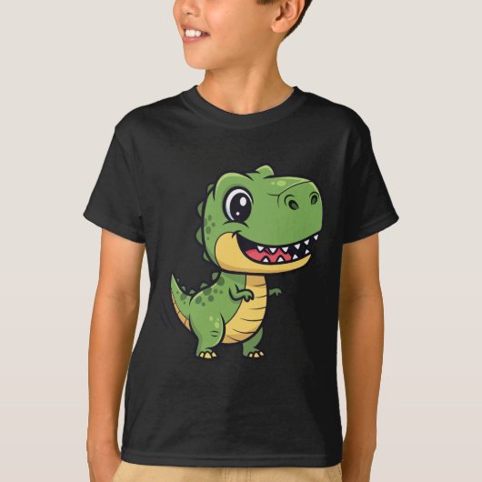 かわいいキャラクターTレックス恐竜キッズTシャツ Tシャツ (正面)