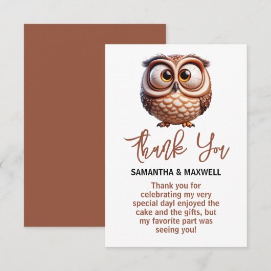 かわいいキャラチャーフクロウ男の赤ちゃんシャワー エンクロージャーカード (正面/裏面)