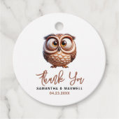 かわいいキャラチャーフクロウ男の赤ちゃんシャワー フェイバータグ (正面)
