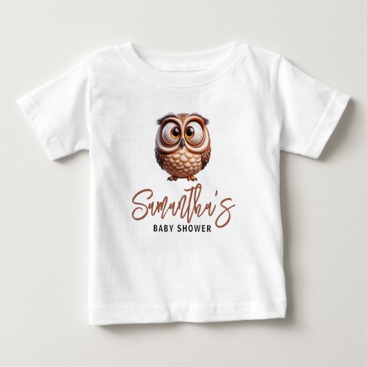 かわいいキャラチャーフクロウ男の赤ちゃんシャワー ベビーTシャツ (正面)