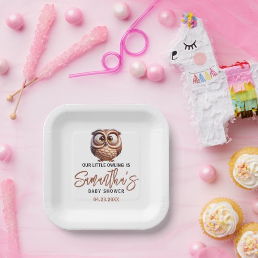 かわいいキャラチャーフクロウ男の赤ちゃんシャワー ペーパープレート (パーティー)