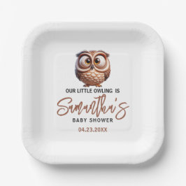 かわいいキャラチャーフクロウ男の赤ちゃんシャワー ペーパープレート