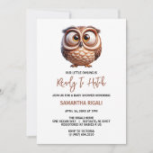 かわいいキャラチャーフクロウ男の赤ちゃんシャワー 招待状 (正面)