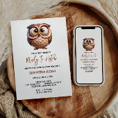 かわいいキャラチャーフクロウ男の赤ちゃんシャワー 招待状