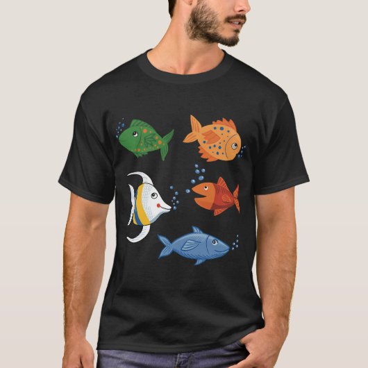 かわいいキャルトゥーンの魚 Tシャツ (正面)