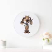 かわいいキャルトゥーン犬の品種アートコレクション ラージ壁時計 (ホーム)