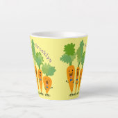 かわいいキャロットカルテット漫画イラストレーション カフェラテマグ (正面)