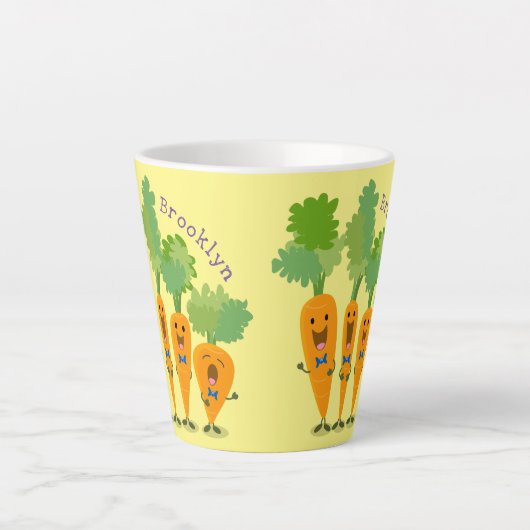 かわいいキャロットカルテット漫画イラストレーション カフェラテマグ (正面)