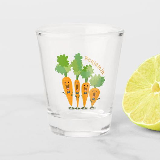 かわいいキャロットカルテット漫画イラストレーション ショットグラス (正面)