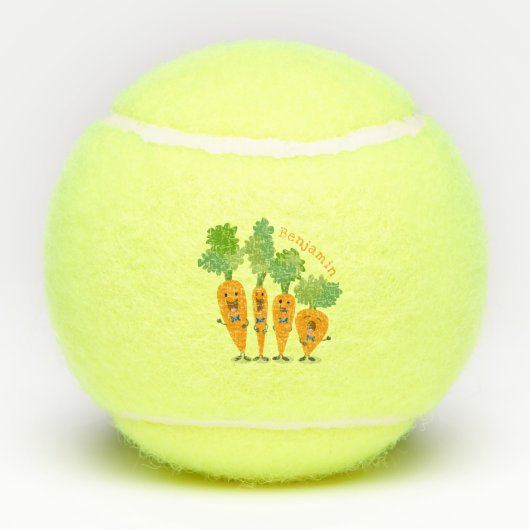 かわいいキャロットカルテット漫画イラストレーション テニスボール (裏面)