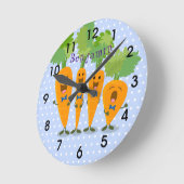 かわいいキャロットカルテット漫画イラストレーション ラウンド壁時計 (傾斜)