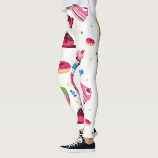 かわいいキャンディと甘い色のパターン レギンス (左)
