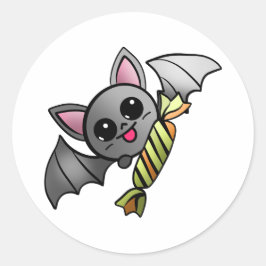 かわいいキャンディの付いたコウモリ ラウンドシール