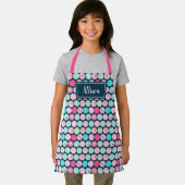 かわいいキャンディカップケーキさくらんぼドットガールズピンク |ネイビー エプロン (インサイチュ)