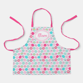 かわいいキャンディカップケーキドットガールズピンク |白 エプロン