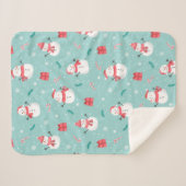 かわいいキャンディキャンと雪だるま柄 シェルパブランケット (正面(横))