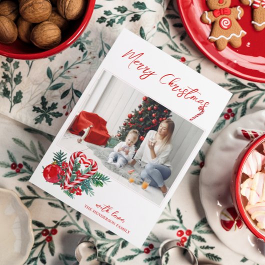かわいいキャンディケーン | クリスマス家族写真 シーズンカード