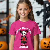 かわいいキャンディコレクタースケルトン女の子ハロウィーン Tシャツ