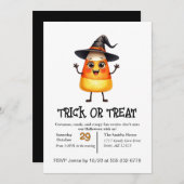 かわいいキャンディコーンのハロウィンお菓子をもらいにいく 招待状 (正面/裏面)