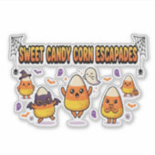  かわいいキャンディコーンのハロウィンパーティー シール (正面)
