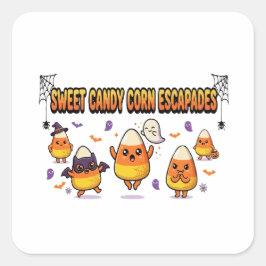 かわいいキャンディコーンのハロウィンパーティー スクエアシール