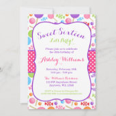 かわいいキャンディスウィート16バースデーパーティー 招待状 (正面)