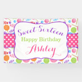 かわいいキャンディスウィート16バースデーパーティー 横断幕 (横)