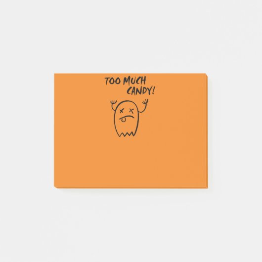 かわいいキャンディハロウィーン幽霊 モノトーンの ポストイット (正面)