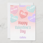 かわいいキャンディハートのバレンタインデー シーズンカード (正面)
