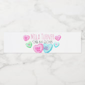 かわいいキャンディハートバレンタインのウォーターボトルラベル ペットボトルラベル (シングルラベル)