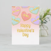 かわいいキャンディハートバレンタインデー金ゴールド 箔シーズンカード (立ち正面)