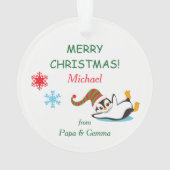 かわいいキャンディハートペンギンキッズ オーナメント (裏面)