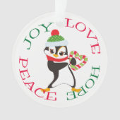 かわいいキャンディハートペンギンキッズ オーナメント (正面)