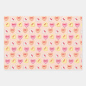 かわいいキャンディハート編集可能文字ピンクオレンジ黄色 ラッピングペーパーシート (正面3)