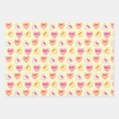 かわいいキャンディハート編集可能文字ピンクオレンジ黄色 ラッピングペーパーシート (正面2)