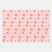 かわいいキャンディハート編集可能文字ピンクオレンジ黄色 ラッピングペーパーシート (正面)