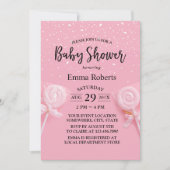 かわいいキャンディパステルピンク赤ちゃんシャワー 招待状 (正面)