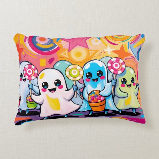 かわいいキャンディパレードカラフルかわいい漫画 アクセントクッション (正面)