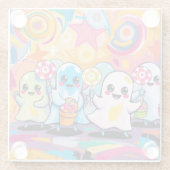 かわいいキャンディパレードカラフルかわいい漫画 ガラスコースター (裏面)