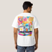 かわいいキャンディパレードカラフルかわいい漫画 Tシャツ (裏面フル)