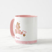 かわいいキャンディーケインギンガーブレッドハウスピンクホワイト マグカップ (正面左)