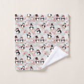 かわいいキャンディーケーンクリスマスペンギン バスタオルセット (ウォッシュタオル)