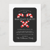 かわいいキャンディーケーンクリスマスホリデーパーティー インビテーションポストカード (正面)