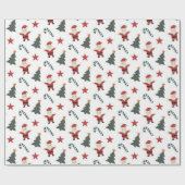 かわいいキャンディーケーンサンタクリスマスツリー ラッピングペーパー (フラット)