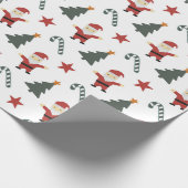 かわいいキャンディーケーンサンタクリスマスツリー ラッピングペーパー (角)
