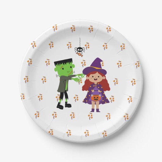 かわいいキャンディーコーンキッズハロウィンコスチュームパーティー ペーパープレート (正面)
