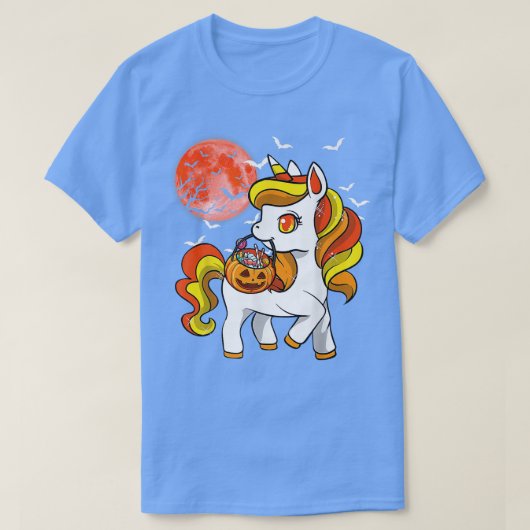 かわいいキャンディーコーンユニコーンハロウィーン Tシャツ (デザイン正面)