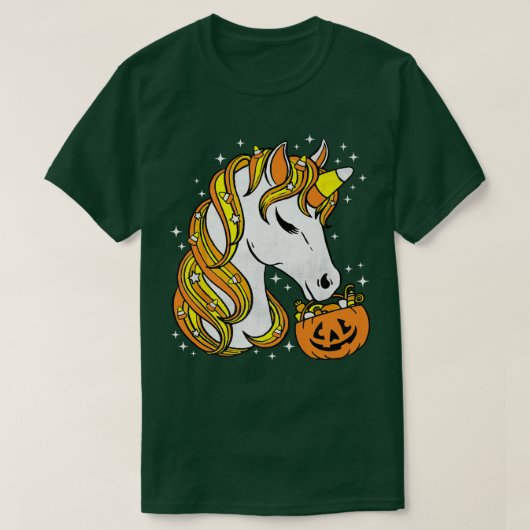 かわいいキャンディーコーンユニコーンハロウィーン Tシャツ (デザイン正面)