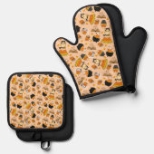 かわいいキャンディーコーン魔法、キッチン必須 鍋つかみ&鍋敷きセット (正面/裏面)
