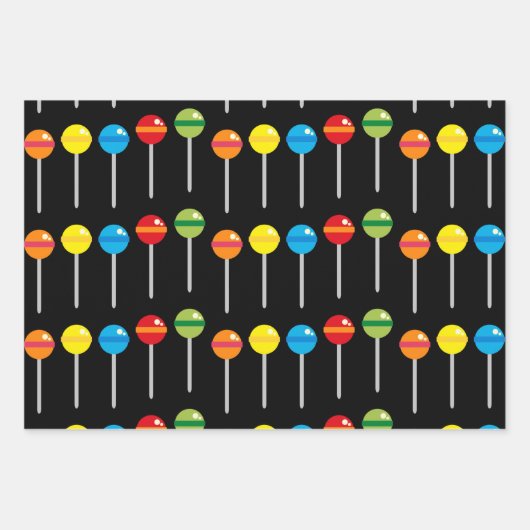 かわいいキャンディ棒つきキャンデー柄 ラッピングペーパーシート (正面3)